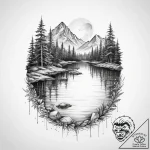 Tattoo sketch озеро – tattoo sketch (№1759599264_0, 04.10.2025 17:34) — tattoovalue.net