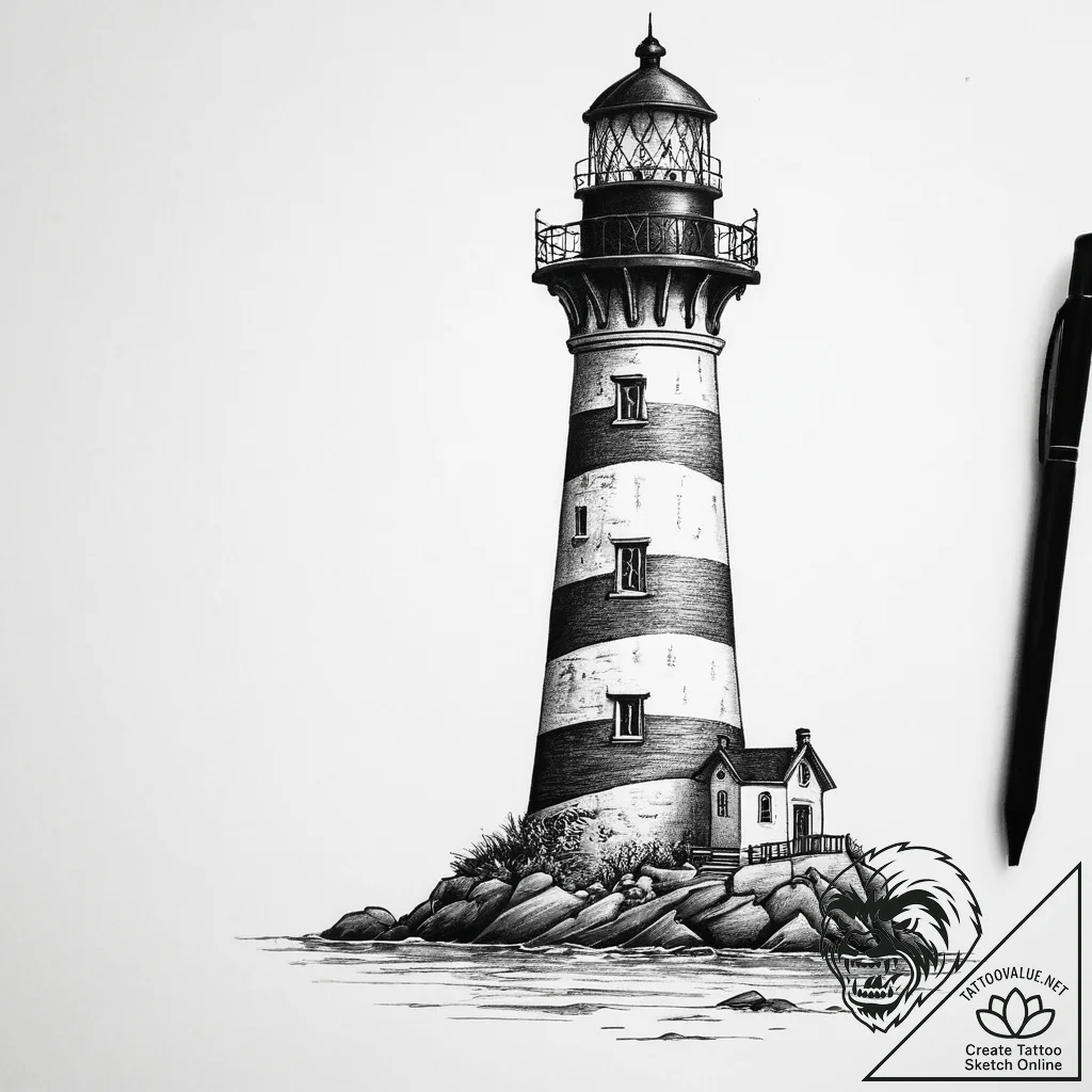 Tattoo sketch узор в виде маяка - tattoo sketch (№1759600567_0, 04.10.2025 17:56) — tattoovalue.net