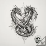 Tattoo sketch dragon with a knight, concept a… – tattoo sketch (№1759601010_0, 04.10.2025 18:03) — tattoovalue.net