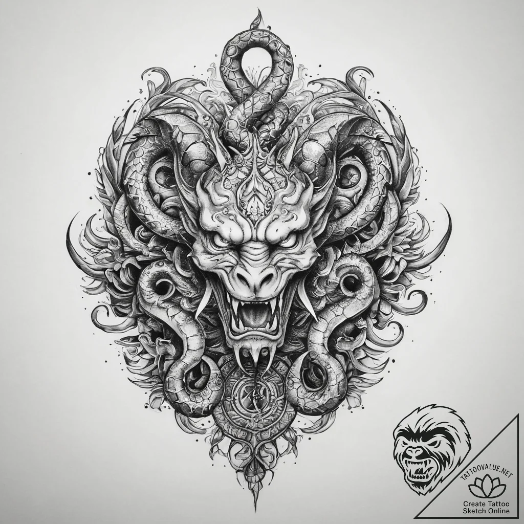 Tattoo sketch hydra tattoo - tattoo sketch (№1759601230_0, 04.10.2025 18:07) — tattoovalue.net