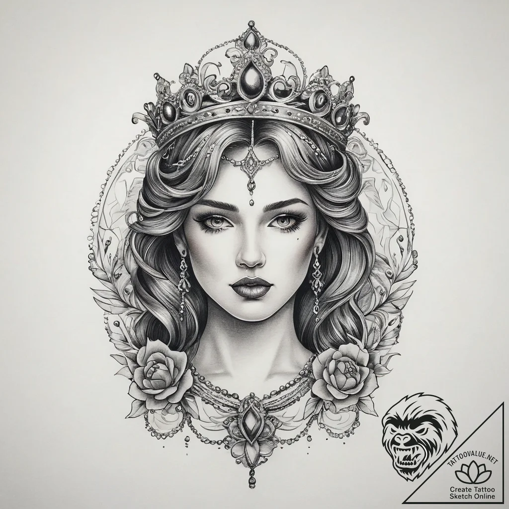 Tattoo sketch tiara tattoo, artistic tattoo s... - tattoo sketch (№1759601447_0, 04.10.2025 18:10) — tattoovalue.net
