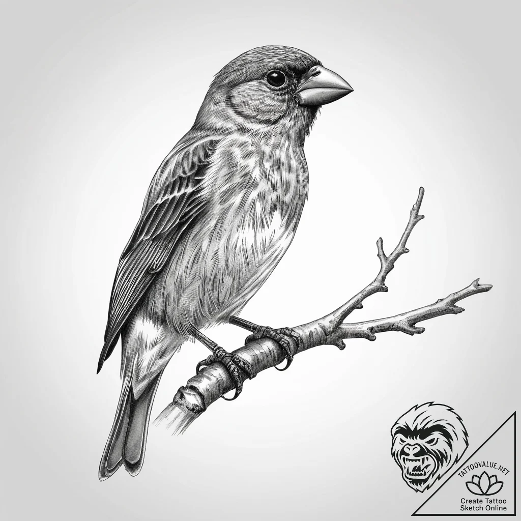 Tattoo sketch house finch, artistic tattoo sk... - tattoo sketch (№1759601665_0, 04.10.2025 18:14) — tattoovalue.net