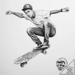 Tattoo sketch skateboarding a skateboard – tattoo sketch (№1759601890_0, 04.10.2025 18:18) — tattoovalue.net