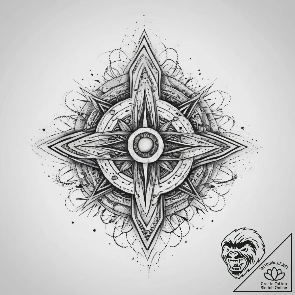 Tattoo sketch cosmic creation, tattoo line ar... - tattoo sketch (№1759602323_0, 04.10.2025 18:25) — tattoovalue.net