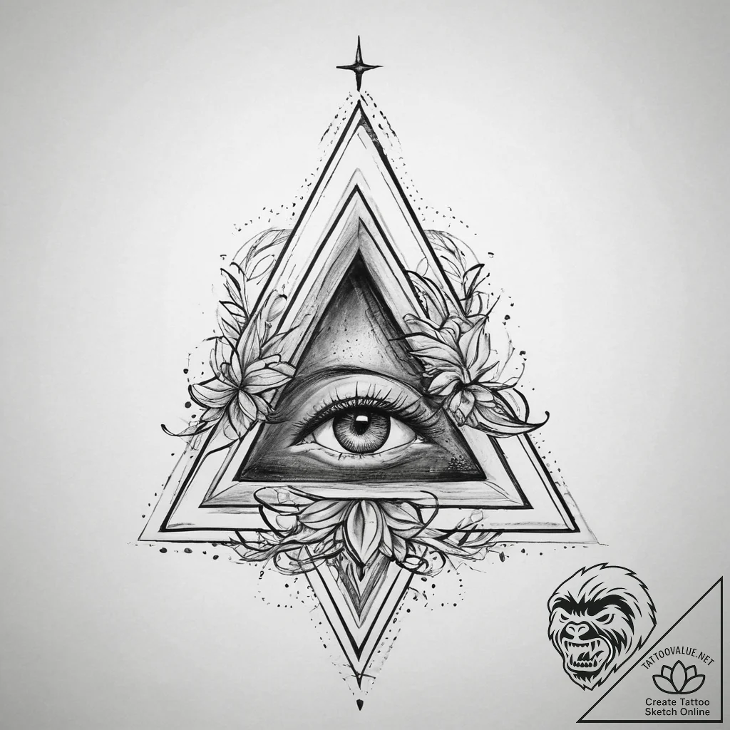Tattoo sketch magical triangle, artistic tatt... - tattoo sketch (№1759602547_0, 04.10.2025 18:29) — tattoovalue.net