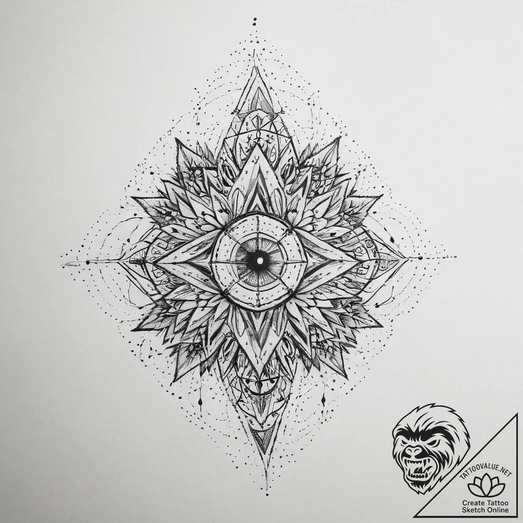 Tattoo sketch cosmic creation, tattoo drawing... - tattoo sketch (№1759602772_0, 04.10.2025 18:32) — tattoovalue.net