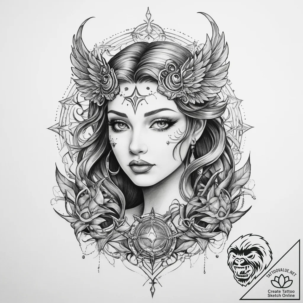 Fictional & mythological magic - tattoo sketch (№1759602989_0, 04.10.2025 18:36) — tattoovalue.net