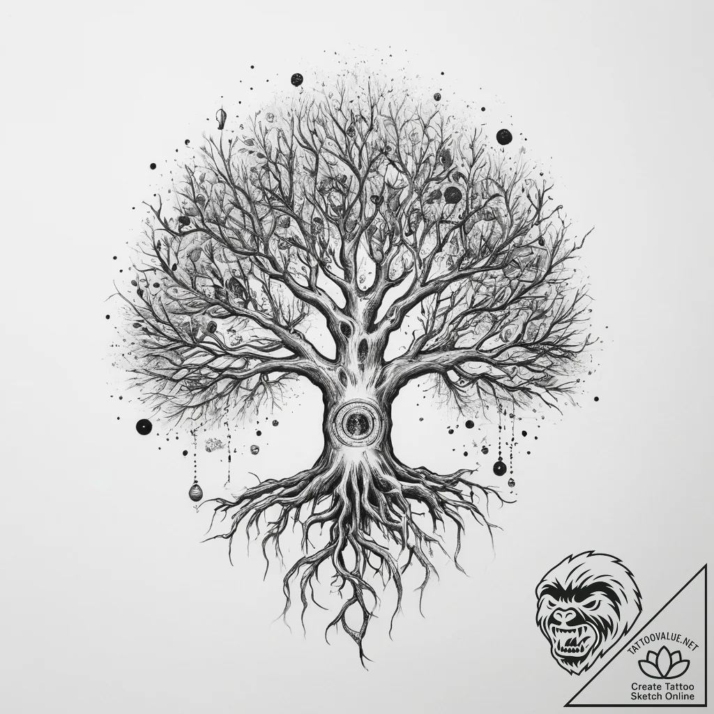 Tattoo sketch cosmic root - tattoo sketch (№1759603858_0, 04.10.2025 18:50) — tattoovalue.net