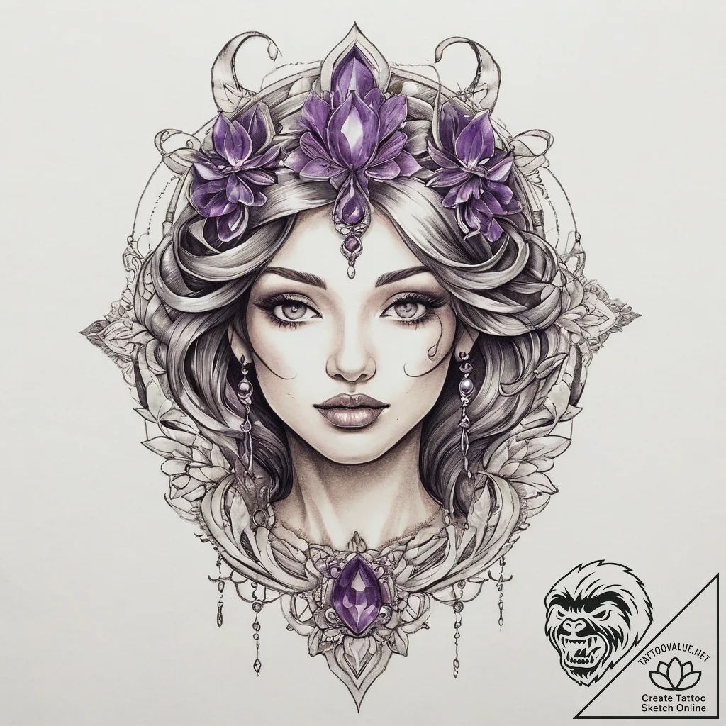 Tattoo sketch amethyst, tattoo sketch design,... - tattoo sketch (№1759604076_0, 04.10.2025 18:54) — tattoovalue.net