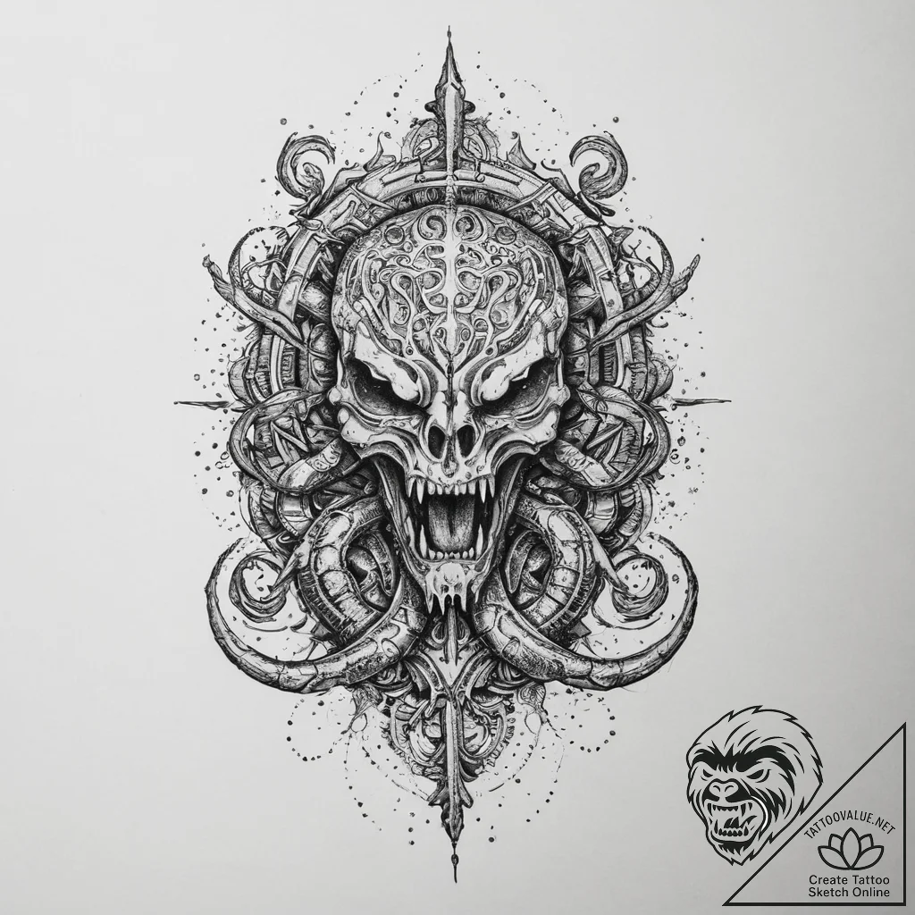 Tattoo sketch hydra, tattoo line art, dotwork... - tattoo sketch (№1759604952_0, 04.10.2025 19:09) — tattoovalue.net