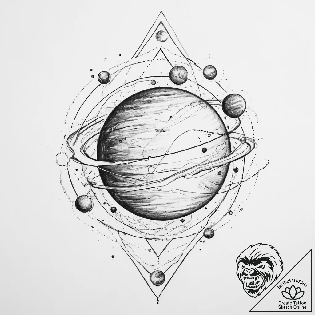 Tattoo sketch geometric planet - tattoo sketch (№1759605393_0, 04.10.2025 19:16) — tattoovalue.net