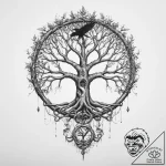 Tattoo sketch yggdrasil and raven – tattoo sketch (№1759605610_0, 04.10.2025 19:20) — tattoovalue.net