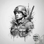 Tattoo sketch soldier with a blasphemer, tatt… – tattoo sketch (№1759606265_0, 04.10.2025 19:31) — tattoovalue.net