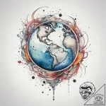 Tattoo sketch globe, tattoo line art, soft wh… – tattoo sketch (№1759607588_0, 04.10.2025 19:53) — tattoovalue.net