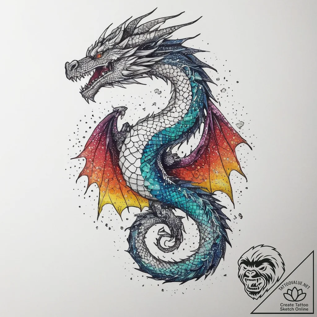 Tattoo sketch dragon, tattoo sketch design, v... - tattoo sketch (№1759607807_0, 04.10.2025 19:56) — tattoovalue.net