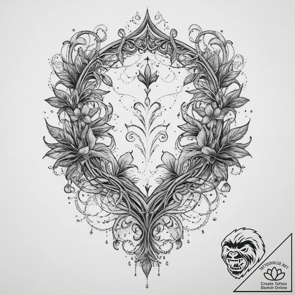 Tattoo sketch vine, ink illustration for tatt... - tattoo sketch (№1759610211_0, 04.10.2025 20:36) — tattoovalue.net