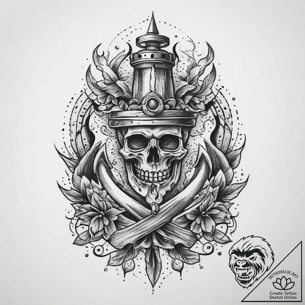 Tattoo sketch candle making a wax melter, art... - tattoo sketch (№1759611536_0, 04.10.2025 20:58) — tattoovalue.net