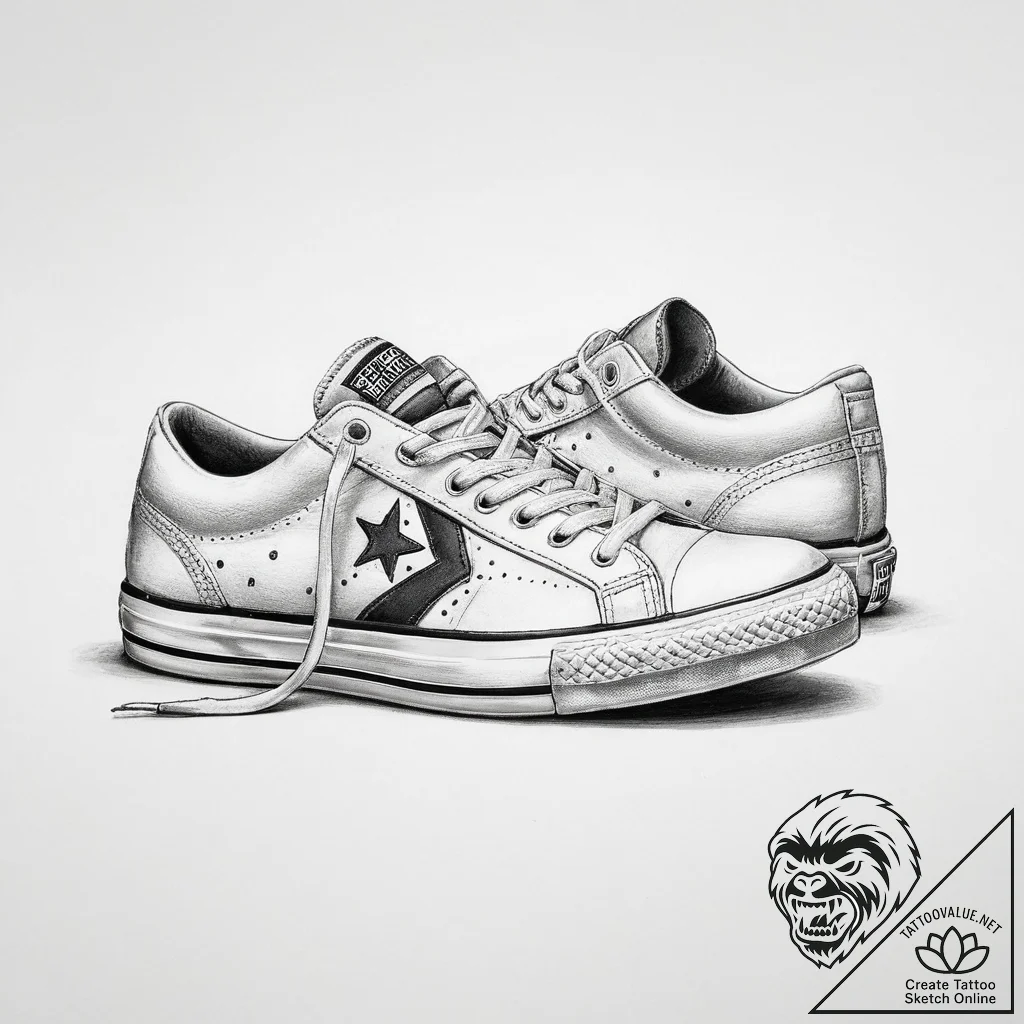 Tattoo sketch sneakers with a star - tattoo sketch (№1759611754_0, 04.10.2025 21:02) — tattoovalue.net