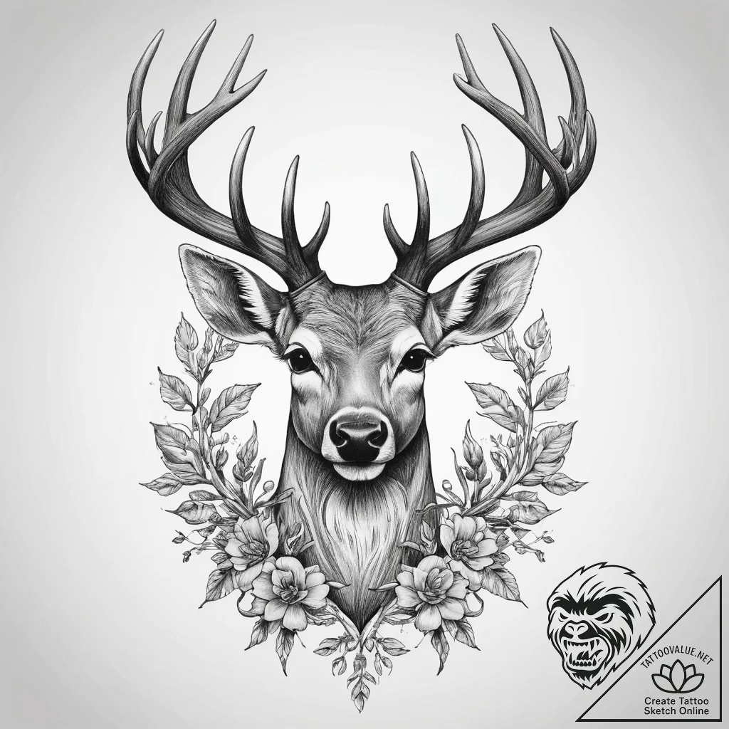 Tattoo sketch узор в виде оленя, concept art... - tattoo sketch (№1759612622_0, 04.10.2025 21:17) — tattoovalue.net