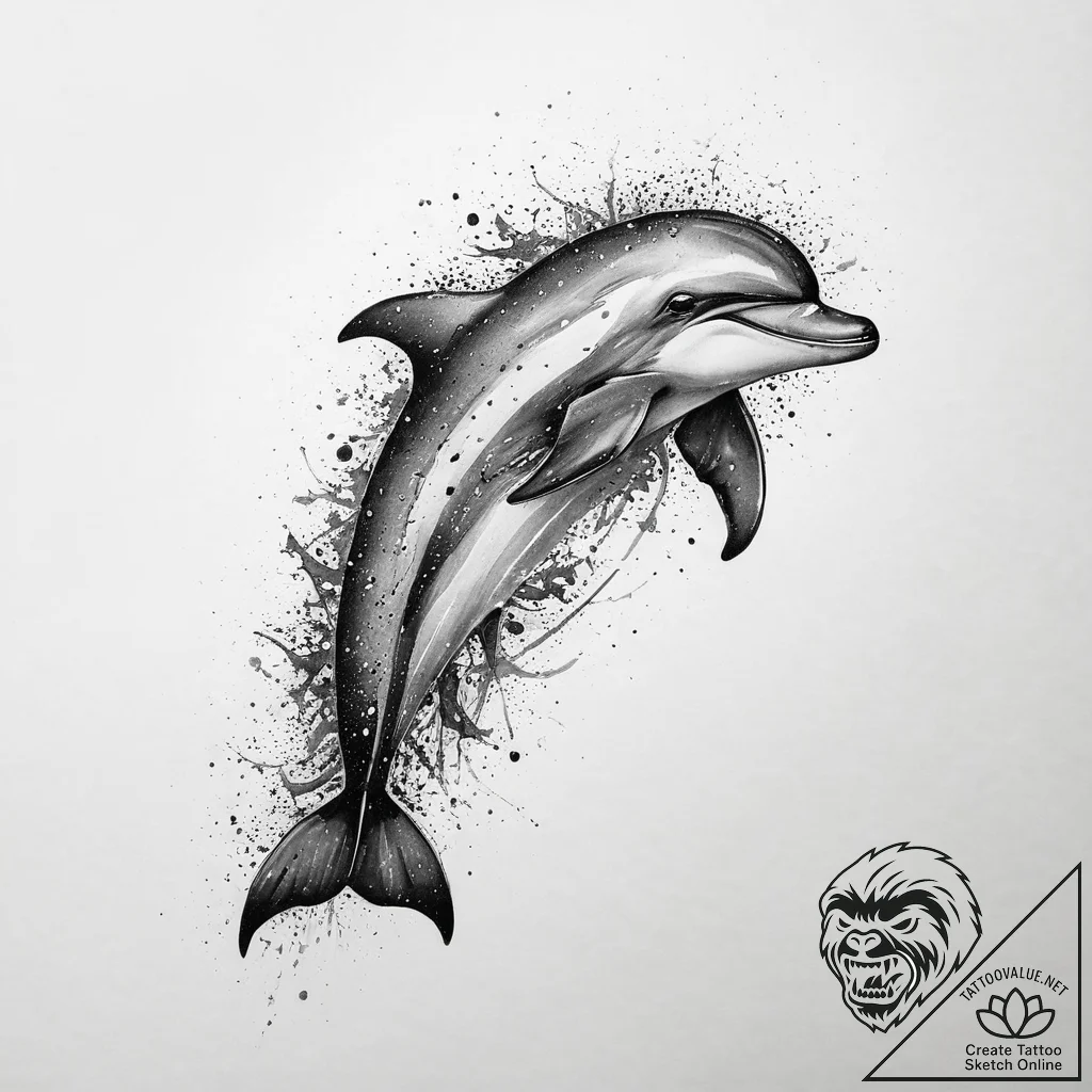 Tattoo sketch puns a dolphin that says "i'm a... - tattoo sketch (№1759613713_0, 04.10.2025 21:35) — tattoovalue.net