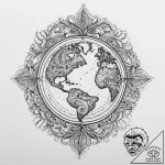 Tattoo sketch earth, ink illustration for tat… – tattoo sketch (№1759614148_0, 04.10.2025 21:42) — tattoovalue.net