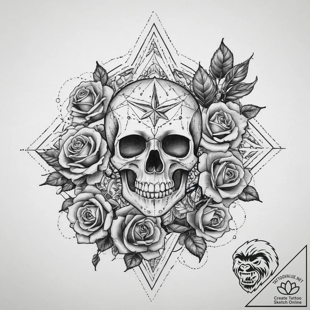 Tattoo sketch geometric star, tattoo drawing... - tattoo sketch (№1759614373_0, 04.10.2025 21:46) — tattoovalue.net