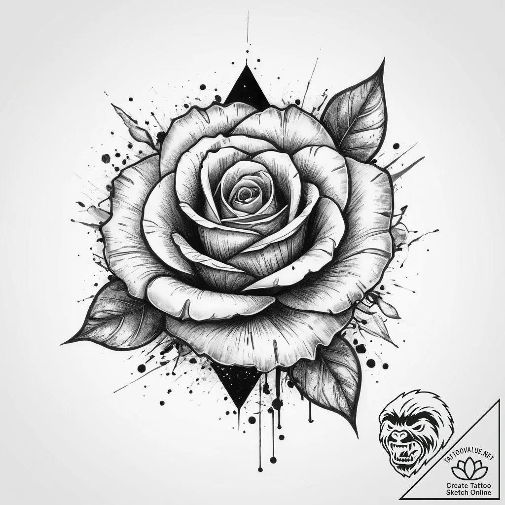 Tattoo sketch cosmic rose, tattoo line art, b... - tattoo sketch (№1759614835_0, 04.10.2025 21:53) — tattoovalue.net