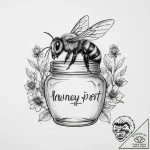 Tattoo sketch honey pot with a bee – tattoo sketch (№1759615306_0, 04.10.2025 22:01) — tattoovalue.net