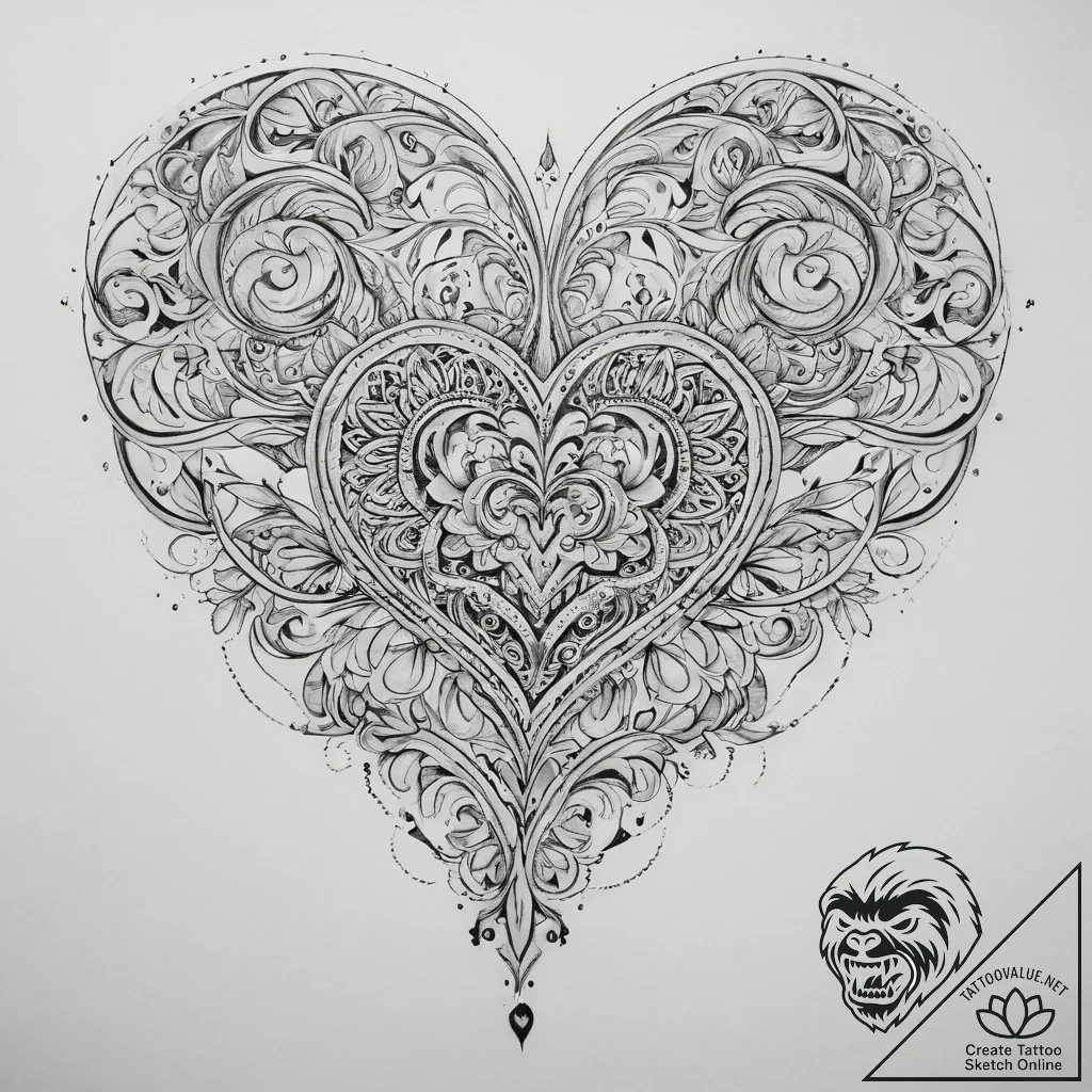 Tattoo sketch heart, artistic tattoo sketch,... - tattoo sketch (№1759615742_0, 04.10.2025 22:09) — tattoovalue.net