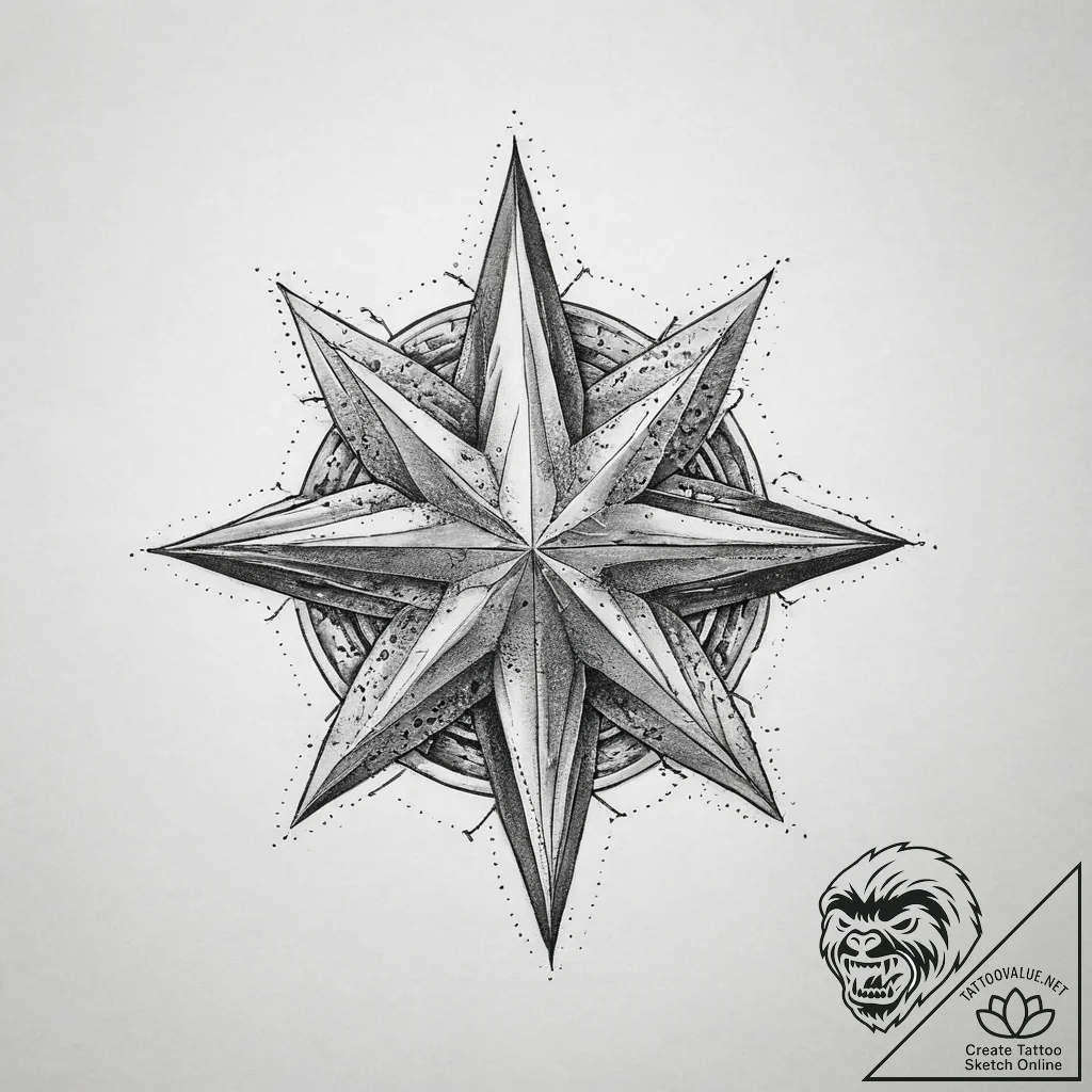 Tattoo sketch nautical star, tattoo flash she... - tattoo sketch (№1759617298_0, 04.10.2025 22:34) — tattoovalue.net