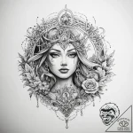Tattoo sketch mystical land – tattoo sketch (№1759617743_0, 04.10.2025 22:42) — tattoovalue.net
