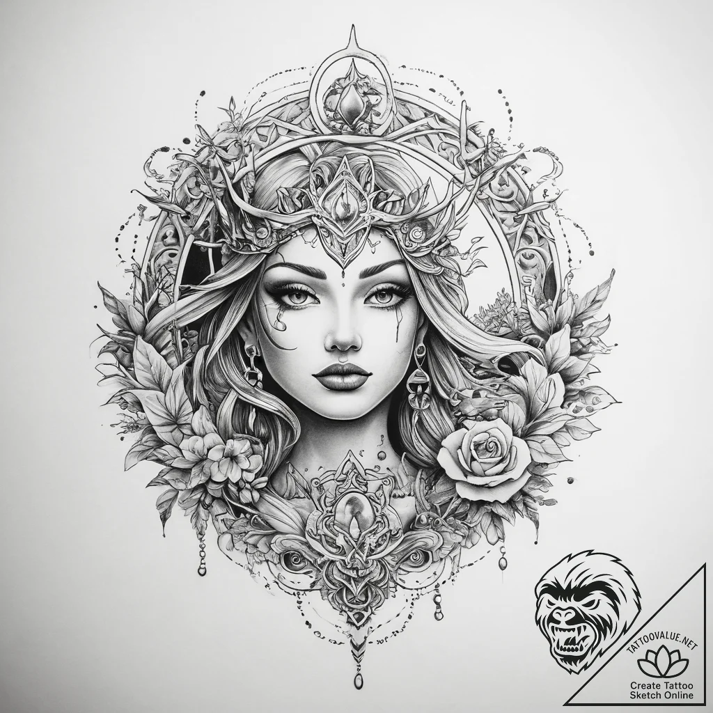 Tattoo sketch mystical land - tattoo sketch (№1759617743_0, 04.10.2025 22:42) — tattoovalue.net