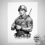 Tattoo sketch soldier with a paper – tattoo sketch (№1759617960_0, 04.10.2025 22:46) — tattoovalue.net