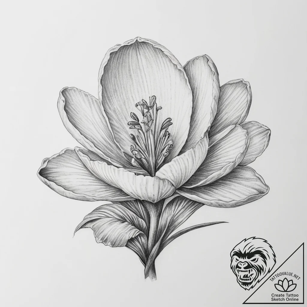 Tattoo sketch crocus flower - tattoo sketch (№1759620587_0, 04.10.2025 23:29) — tattoovalue.net