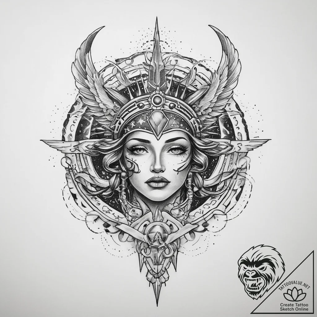 Tattoo sketch cosmic victory - tattoo sketch (№1759621252_0, 04.10.2025 23:40) — tattoovalue.net