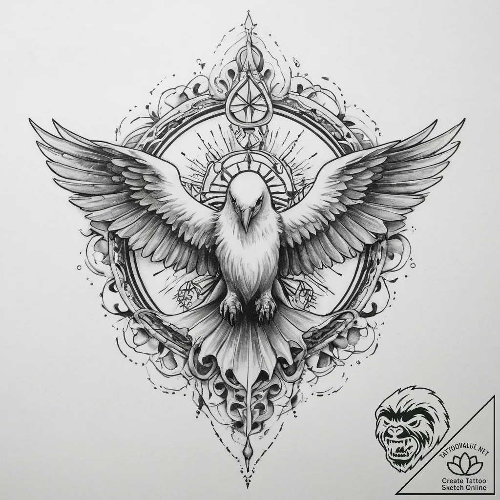 Tattoo sketch holy ghost, tattoo flash sheet... - tattoo sketch (№1759621915_0, 04.10.2025 23:51) — tattoovalue.net