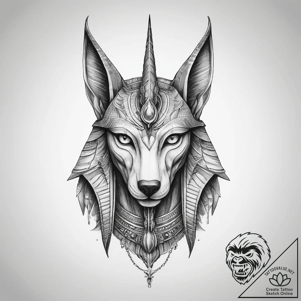 Tattoo sketch anubis with a scale, ink illust... - tattoo sketch (№1759622376_0, 04.10.2025 23:59) — tattoovalue.net