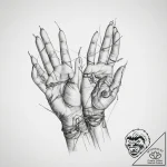 Tattoo sketch hands with a thread – tattoo sketch (№1759623030_0, 05.10.2025 00:10) — tattoovalue.net