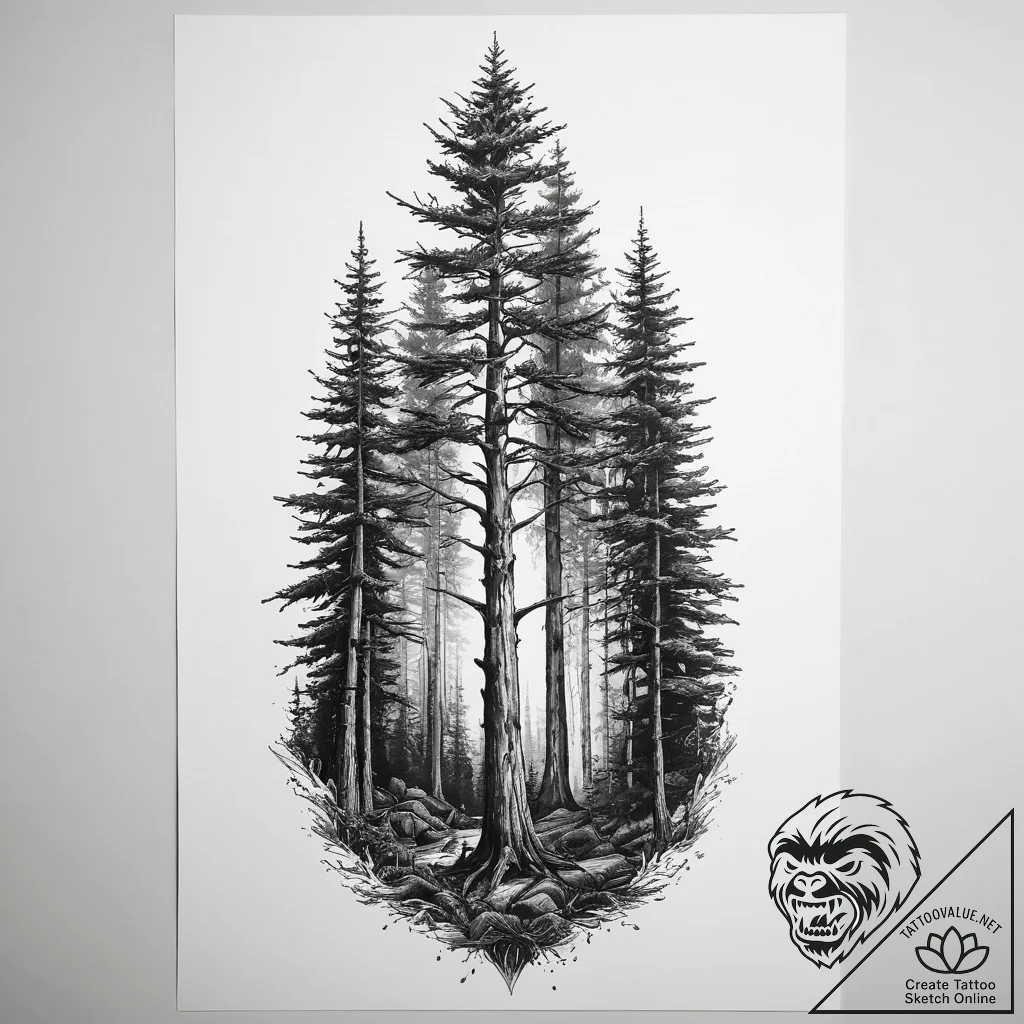 Tattoo sketch redwood forest, tattoo sketch d... - tattoo sketch (№1759623465_0, 05.10.2025 00:17) — tattoovalue.net