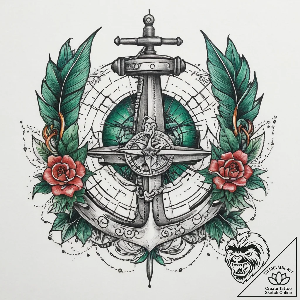 Tattoo sketch green, ink illustration for tat... - tattoo sketch (№1759625027_0, 05.10.2025 00:43) — tattoovalue.net