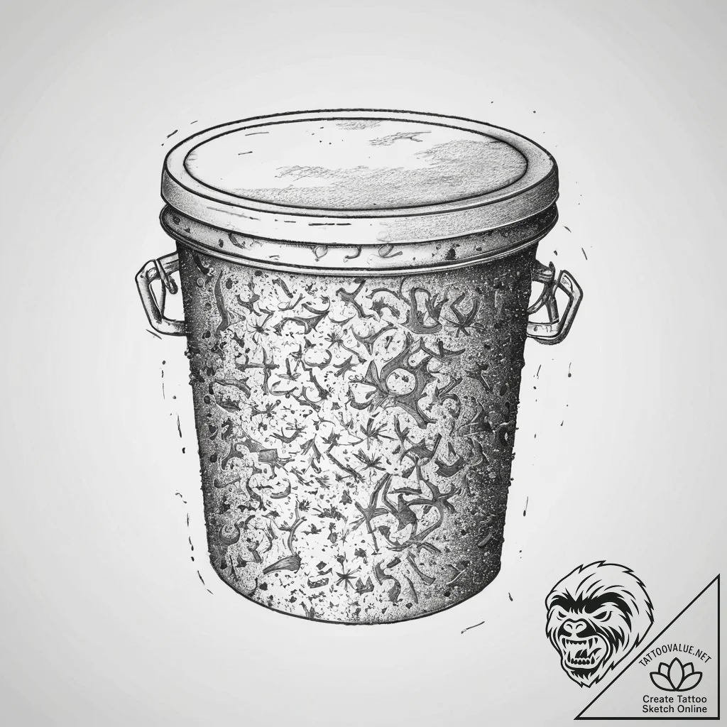Tattoo sketch trash can with a lid, concept a... - tattoo sketch (№1759625473_0, 05.10.2025 00:51) — tattoovalue.net