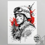 Tattoo sketch soldier with a document, tattoo… – tattoo sketch (№1759655834_0, 05.10.2025 09:17) — tattoovalue.net