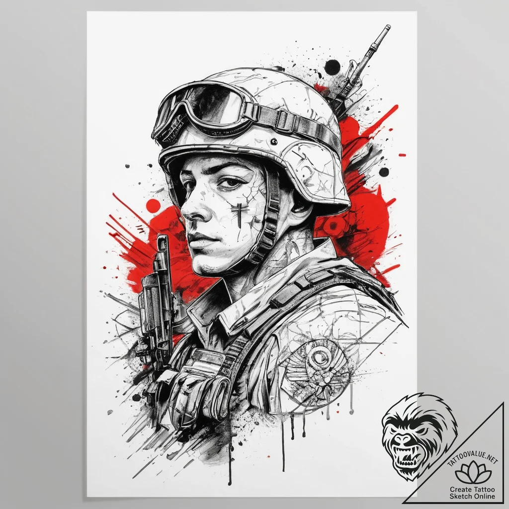 Tattoo sketch soldier with a document, tattoo... - tattoo sketch (№1759655834_0, 05.10.2025 09:17) — tattoovalue.net
