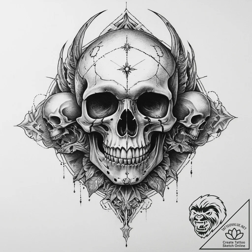 Tattoo sketch череп с инопланетянином, tattoo... - tattoo sketch (№1759660514_0, 05.10.2025 10:35) — tattoovalue.net