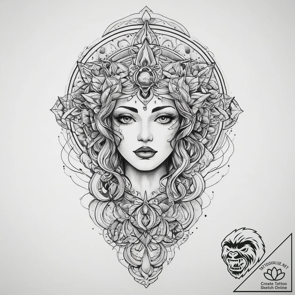 Tattoo sketch cosmic origin, artistic tattoo... - tattoo sketch (№1759662044_0, 05.10.2025 11:00) — tattoovalue.net
