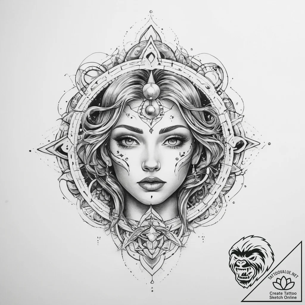 Tattoo sketch cosmic self - tattoo sketch (№1759662712_0, 05.10.2025 11:11) — tattoovalue.net