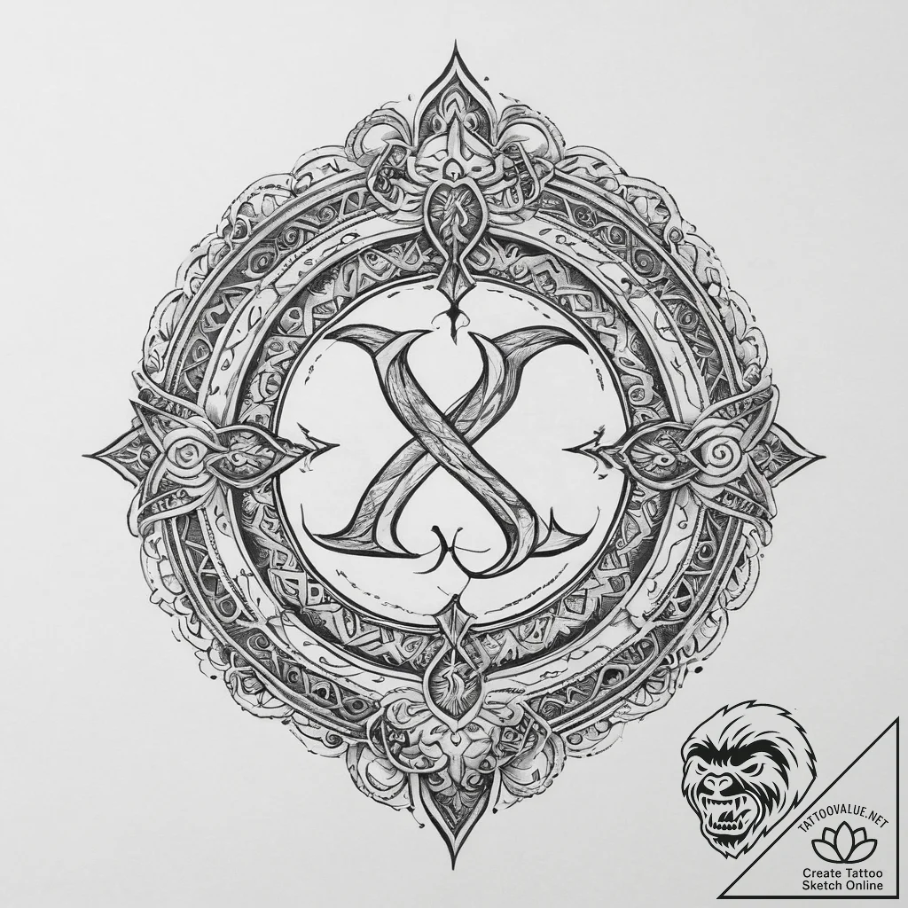 Tattoo sketch isa rune with a serpent, ink il... - tattoo sketch (№1759666660_0, 05.10.2025 12:17) — tattoovalue.net