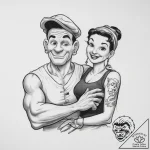 Tattoo sketch popeye with olive oyl – tattoo sketch (№1759667098_0, 05.10.2025 12:24) — tattoovalue.net
