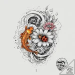 Tattoo sketch daisy with a ladybug, ink illus… – tattoo sketch (№1759671259_0, 05.10.2025 13:34) — tattoovalue.net