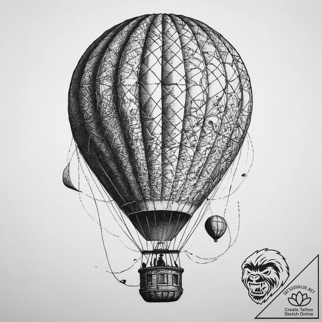 Tattoo sketch hot air ballooning a hot air ba... - tattoo sketch (№1759671925_0, 05.10.2025 13:45) — tattoovalue.net